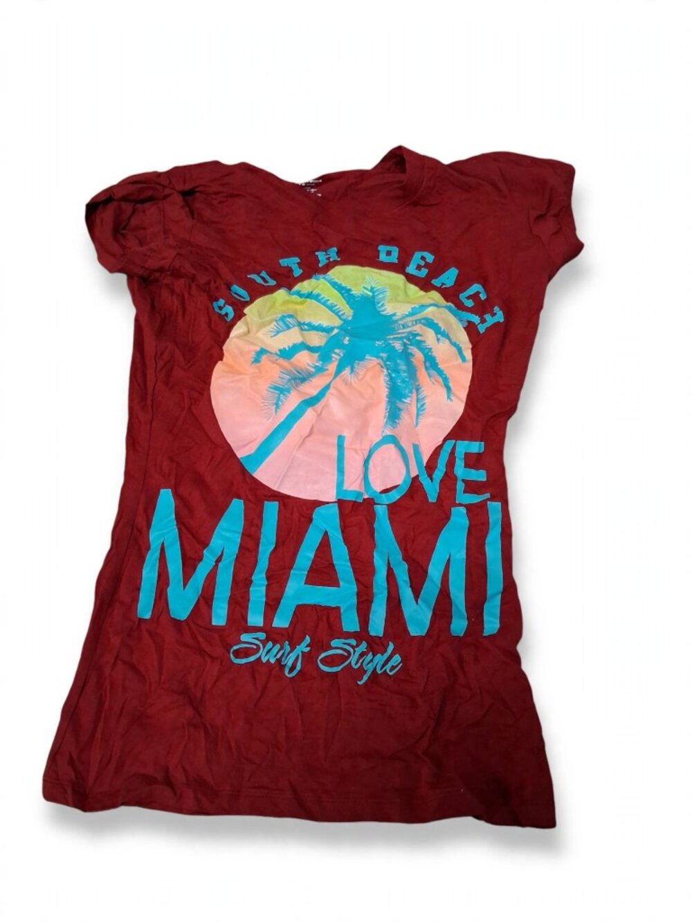 Surf Style Love Miami Red Graphic Tee Size L